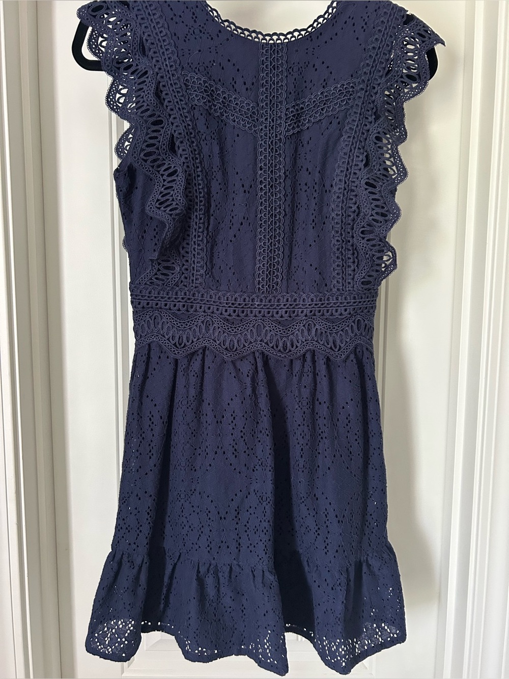 Altar'd State Navy Eyelet Lace Ruffle Dress